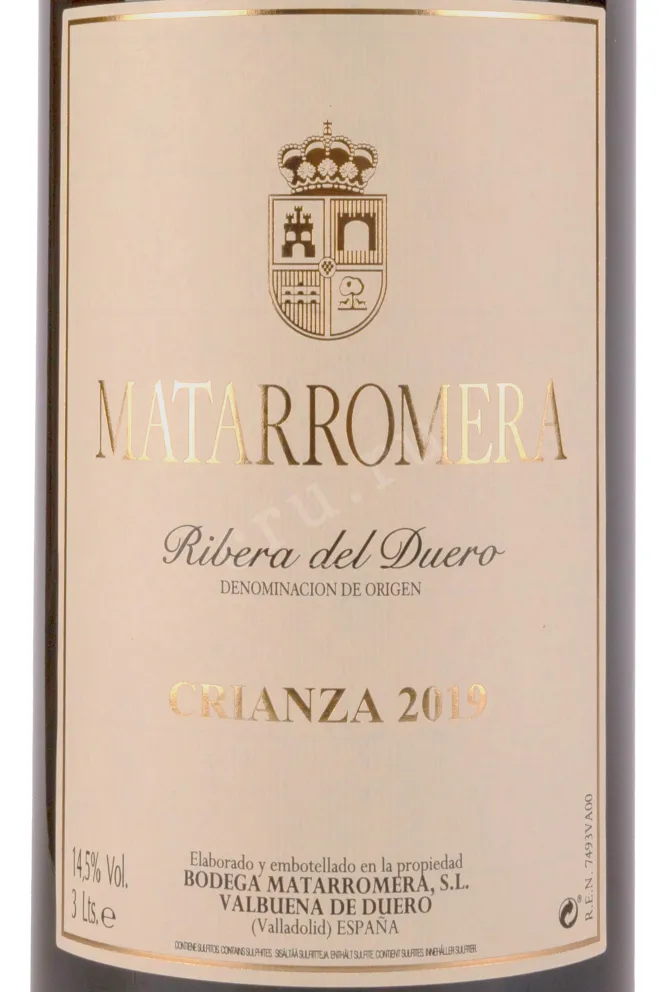 Этикетка Matarromera Crianza Ribera del Duero in wooden box 2019 3 л