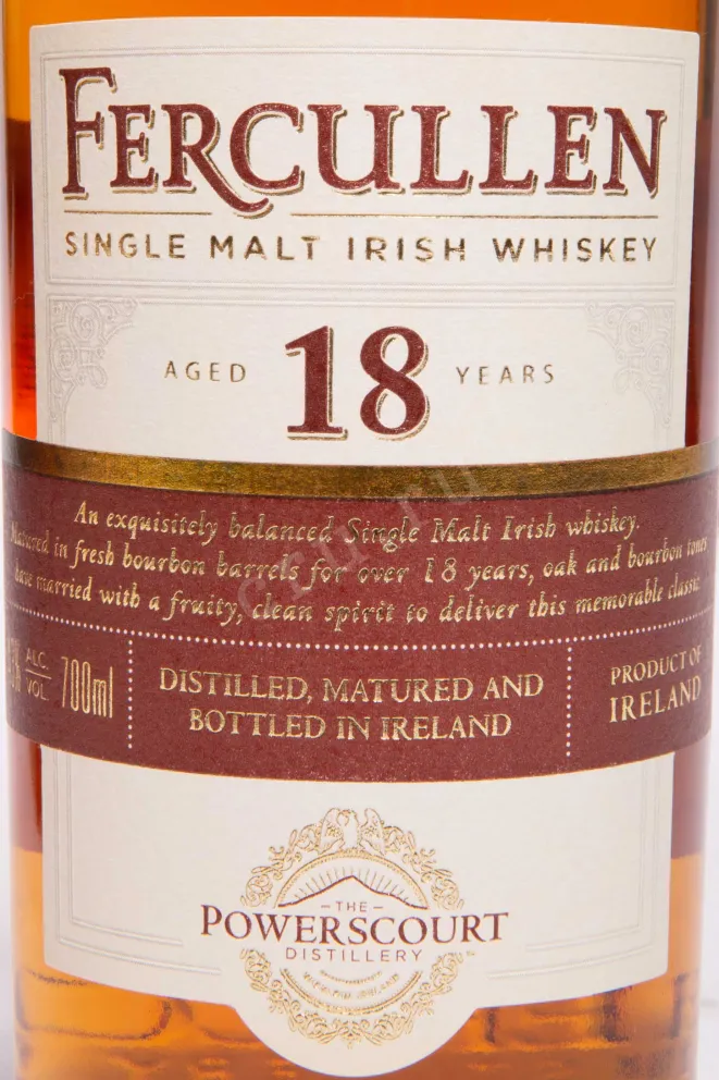 Этикетка Fercullen 18 Years Old in gift box 0.7 л