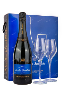 Шампанское Nicolas Feuillatte Reserve Exclusive Brut gift set with 2 glasses 2016 0.75 л