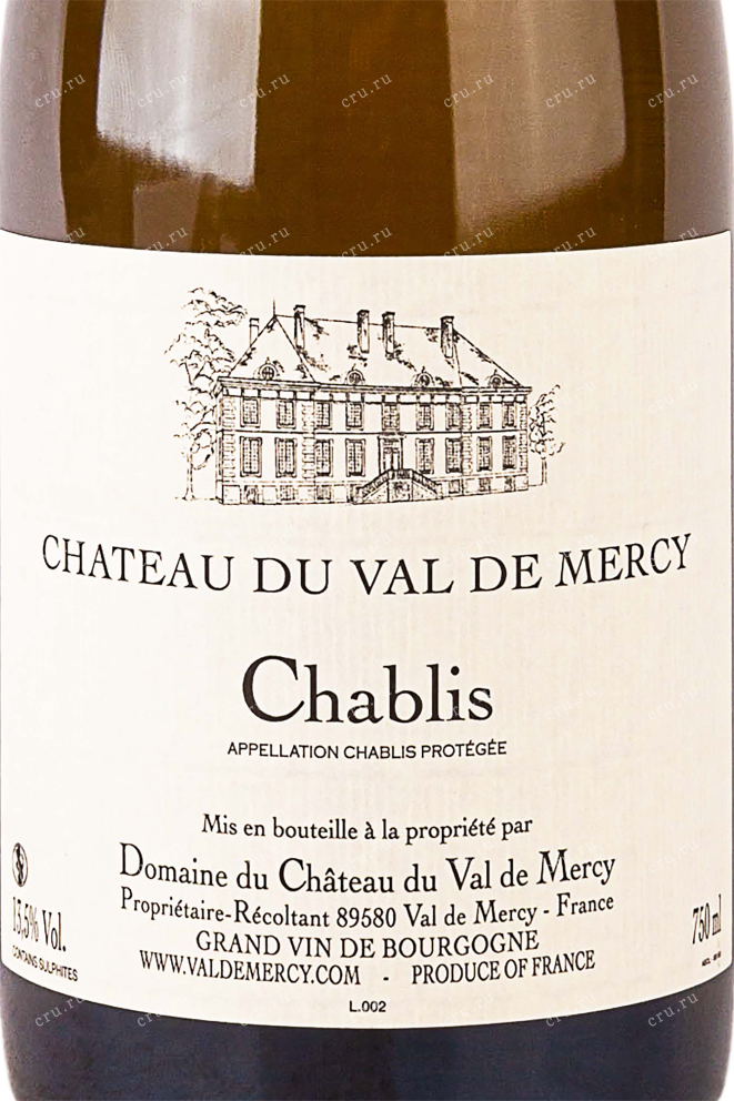 Этикетка Domaine Du Chateau Du Val De Mercy Chablis 2019 0.75 л