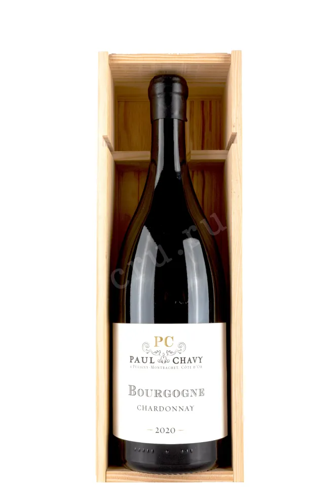 В деревянной коробке Paul Chavy Bourgogne Chardonnay wooden box 2020 1.5 л