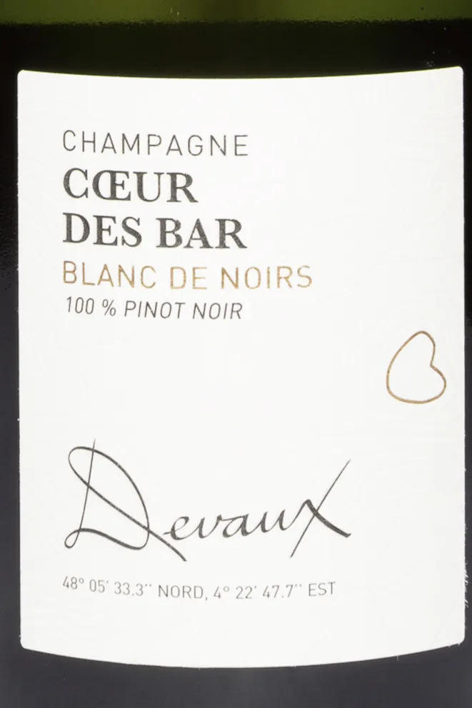 Этикетка Devaux Coeur des Bar Blanc de Noirs 2019 0.75 л