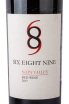 Этикетка Six Eight Nine Napa Valley Red 2017 0.75 л
