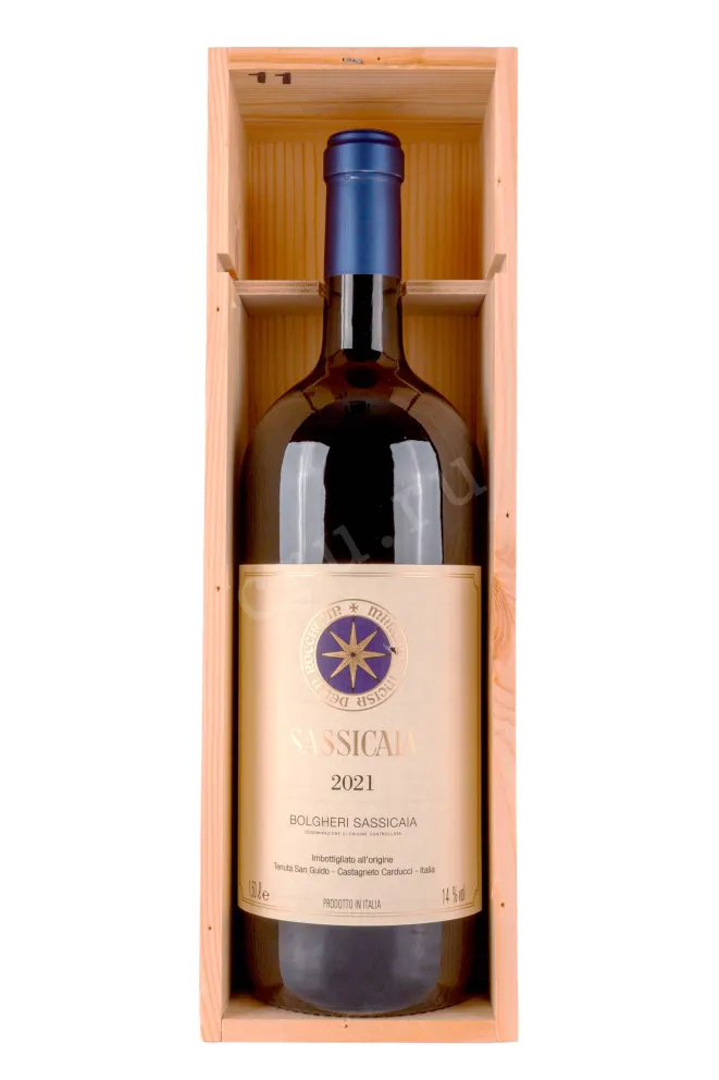 В деревянной коробке Sassicaia Bolgheri wooden box 2021 1.5 л