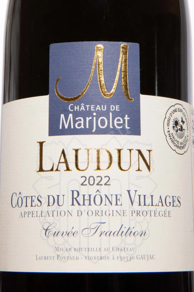 Этикетка Chateau de Marjolet Cotes du Rhone Villages Laudun Cuvee Tradition 2022 0.75 л
