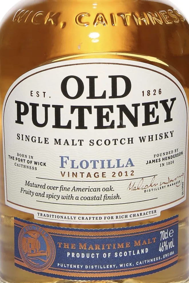 Этикетка Old Pulteney Flotilla Vintage in gift box 2012 0.7 л