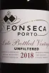 Этикетка Fonseca LBV 2018 0.75 л