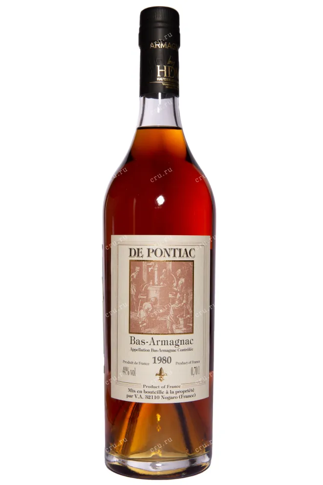 Бутылка De Pontiac Bas-Armagnac in wooden box 1980 0.7 л