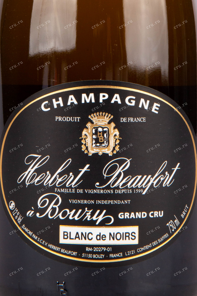 Этикетка игристого вина Herbert Beaufort Blanc de Noirs Bouzy Grand Cru 0.75 л