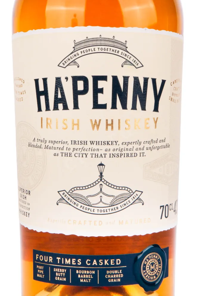 Этикетка виски Ха'Пенни Фо Таймс Каскед 0.7