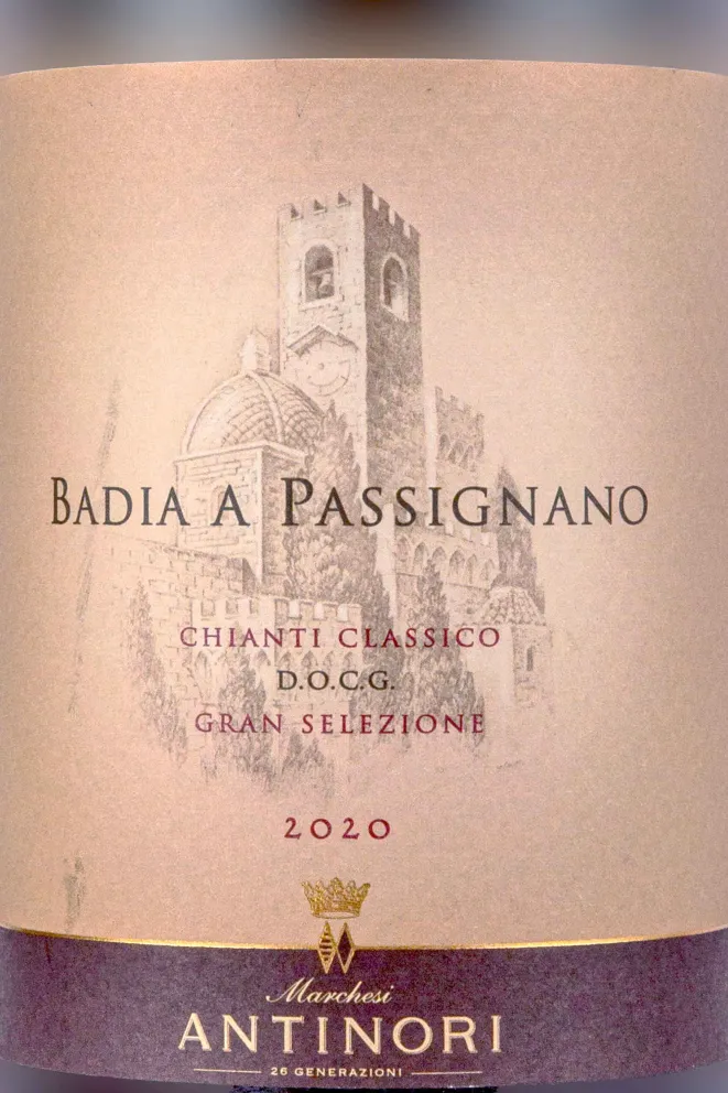 Этикетка Antinori Badia A Passignano Chianti Classico DOCG Gran Selezione 2020 0.75 л