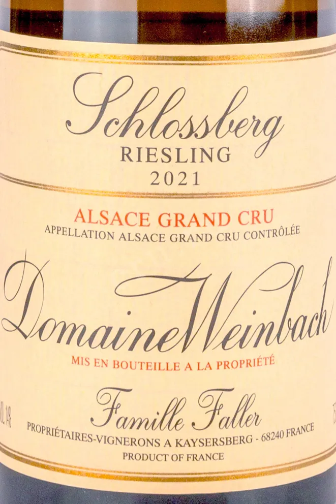 Этикетка Domaine Weinbach Riesling Grand Cru Schlossberg 2021 0.75 л