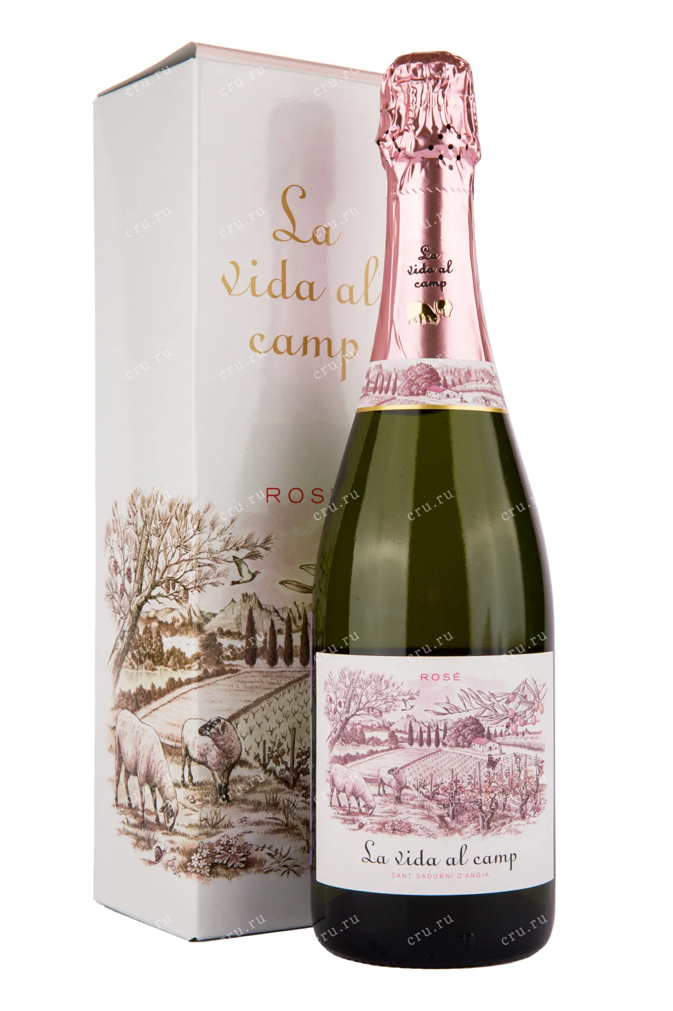 Фото — Игристое вино La Vida al Camp Cava Brut Rose with gift box  0.75 л