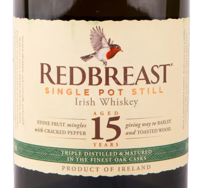Этикетка виски Редбрест 15 лет 0.7