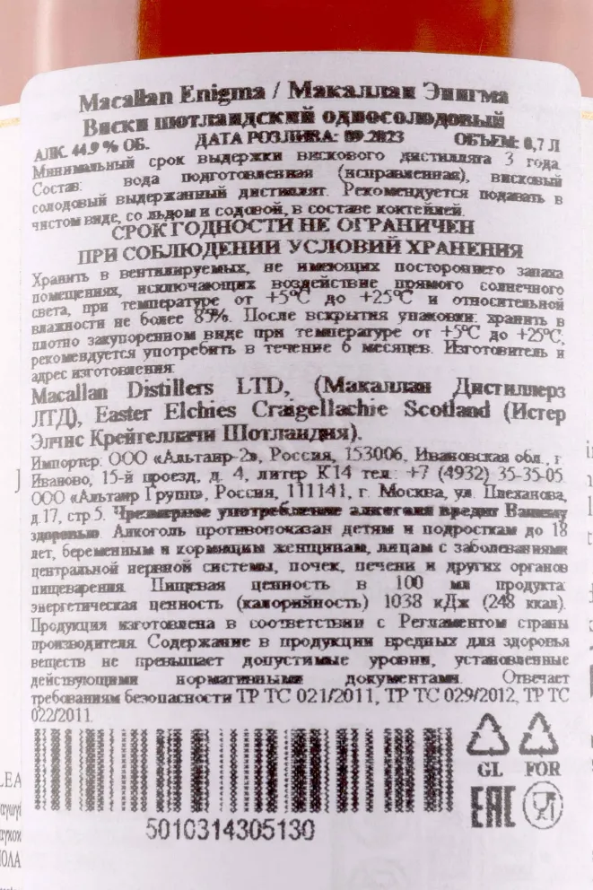 Контрэтикетка Macallan Enigma in gift box-07 0.7 л