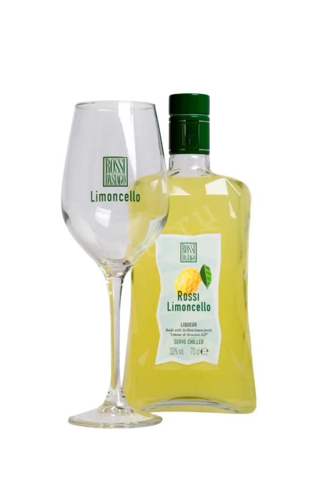 Лимончелло Rossi d'Asiago Limoncello in a gift box with a glass  0.7 л