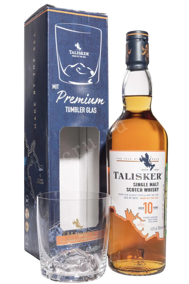 Виски Talisker 10 Years Old in gift box with glass  0.7 л