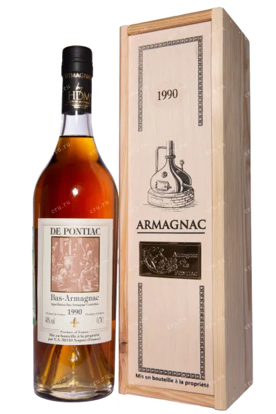 Арманьяк De Pontiac Bas-Armagnac in wooden box 1990 0.7 л