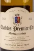 Этикетка Jean-Paul & Benoit Droin Chablis Premier Cru Montmains 2022 0.75 л