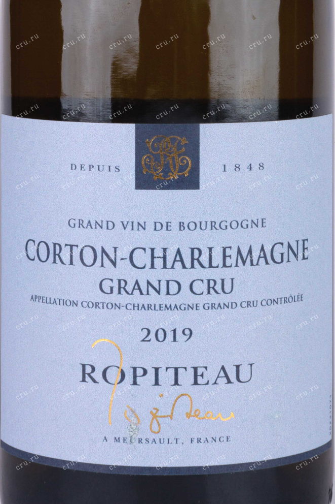 Этикетка Ropiteau Corton-Charlemagne Grand Cru 2019 0.75 л