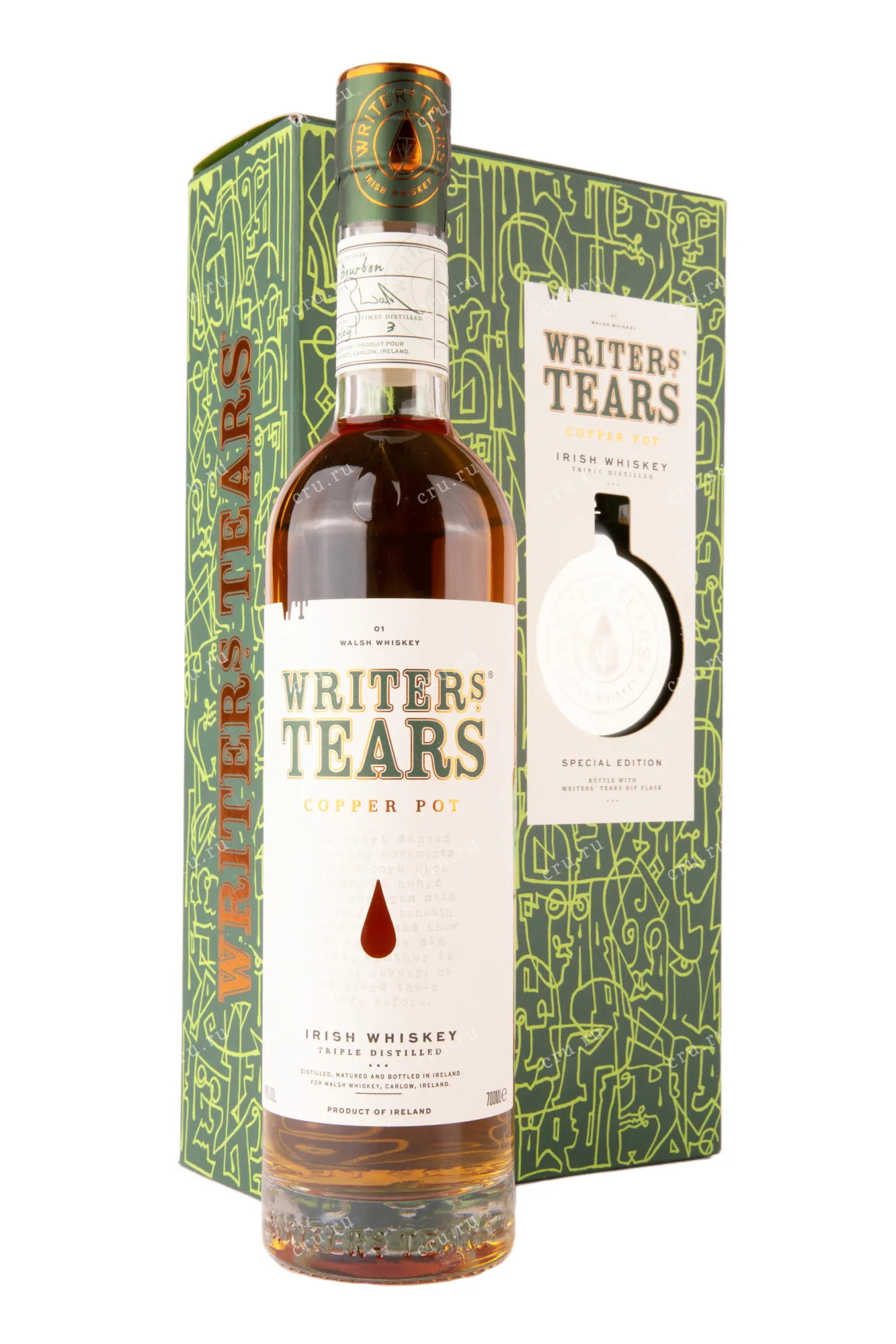 Фото — Виски Writers Tears Copper Pot gift box with flask  0.7 л