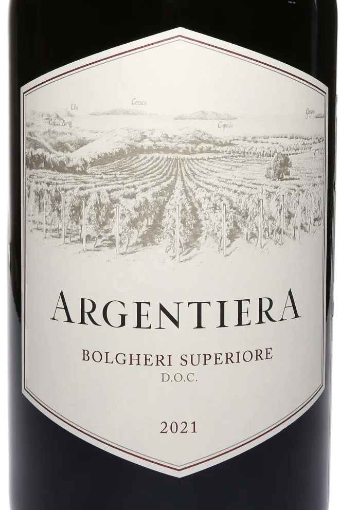 Этикетка Argentiera Bolgheri Superiore DOC in gift box 2021 3 л