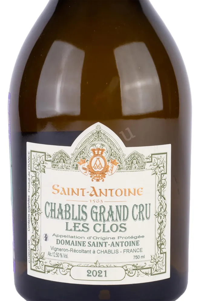 Этикетка Chablis Grand Cru Le Clos Domaine Saint-Antoine 1583 2021 0.75 л