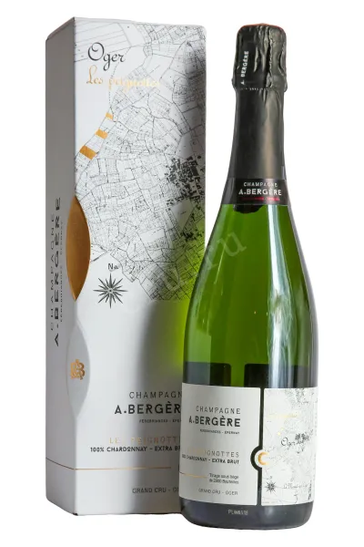 Шампанское  A. Bergère Les Peignottes Grand Cru Oger Extra Brut in gift box 2018 0.75 л