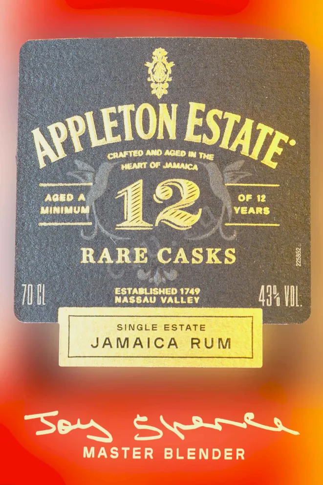 Этикетка Appleton Estate Rare Blend Casks 12 years in giftset with 2 glasses 0.7 л