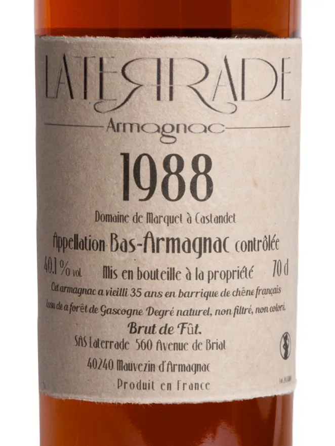 Этикетка Laterrade Domaine de Marquet Bas-Armagnac 1988 0.7 л