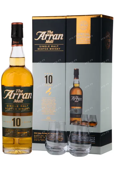Виски Arran 10 years, gift box with 2 glasses  0.7 л