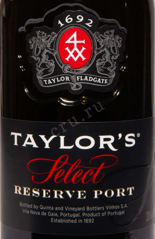 Этикетка Taylor's Select Reserve Port 2020 0.75 л