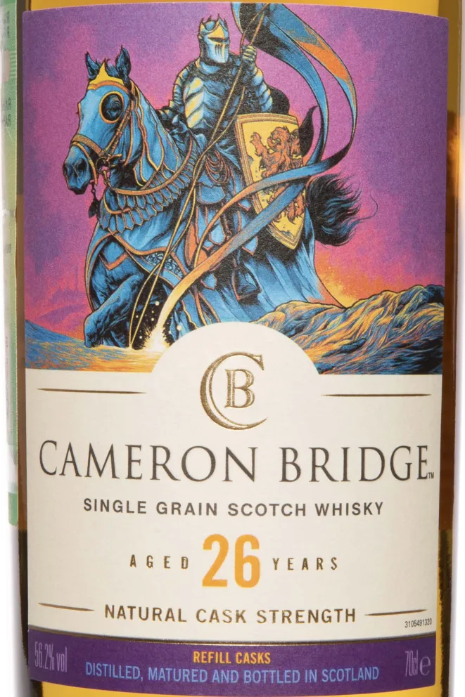 Этикетка Cameron Bridge 26 Years Single Grain in tube 0.7 л