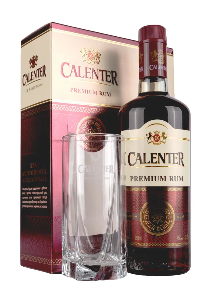 Ром Calenter Premium giftset with 1 glass  0.75 л