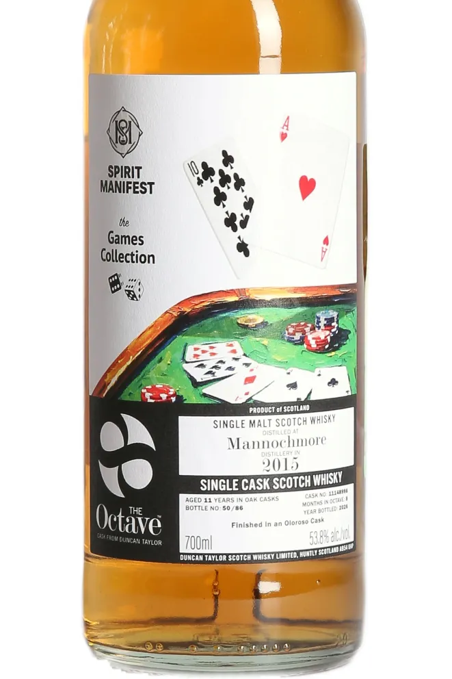 Этикетка Spirit Manifest Mannochmore Octave 11 years in tube 2015 0.7 л