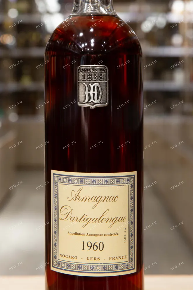 Этикетка Vintage Bas Armagnac Dartigalongue wooden box 1960 0.5 л
