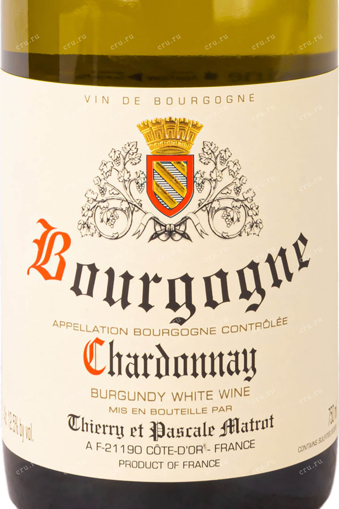 Этикетка Domaine Thierry et Pascale Matrot Bourgogne Chardonnay 2017 0.75 л