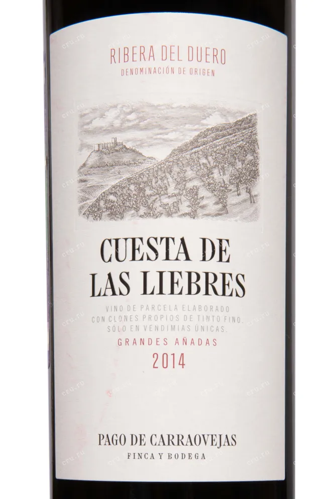 Этикетка Pago de Carraovejas Cuesta de Las Liebres Ribera del Duero DO 2014 0.75 л