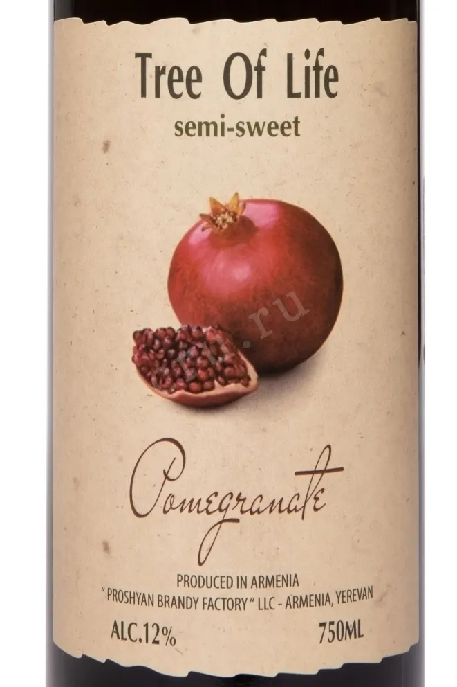 Этикетка Tree of Life Pomegranate Semi-Sweet 0.75 л