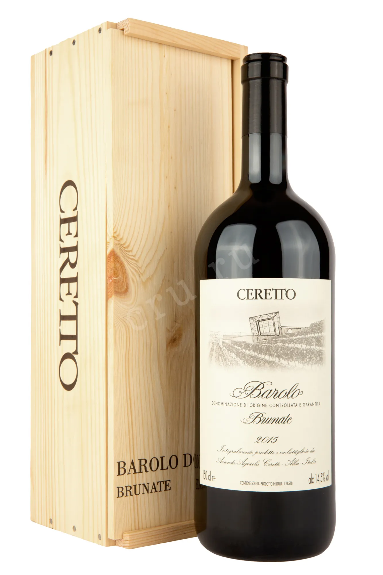 Фото — Вино Ceretto Barolo Brunate in woodbox 2015 1.5 л
