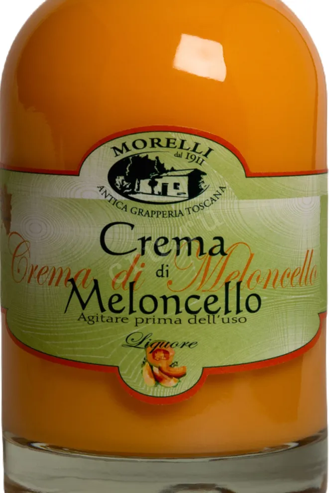 Этикетка Ликер эмульсионный Крем Дыня Морелли 17% 0,5л Италия