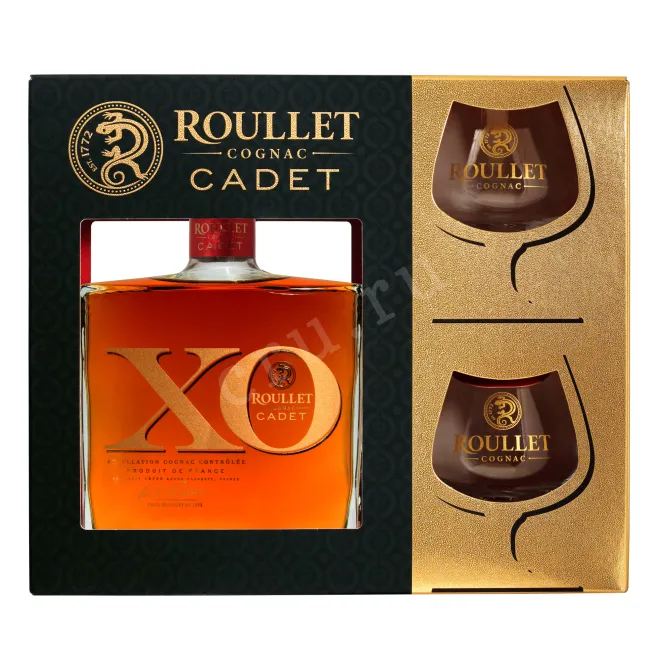 Коньяк Roullet Cadet XO in gift box with two glasses 2008 0.7 л