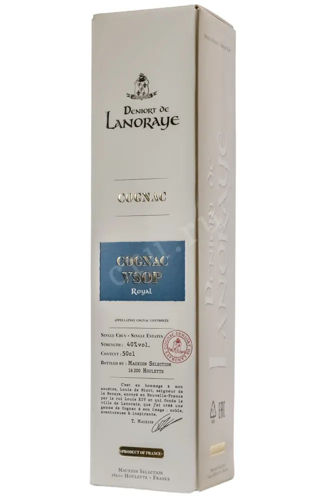 Подарочная коробка Коньяк Деньор де Ланорэ ВСОП 40% 0,5л в п/у Франция