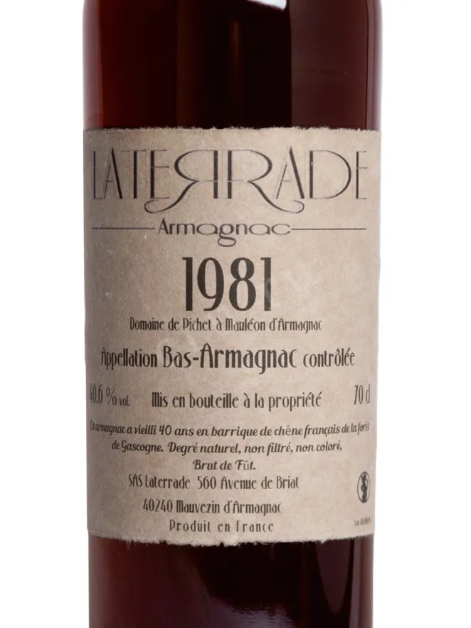 Этикетка Laterrade Domaine de Pichet Bas-Armagnac 1981 0.7 л