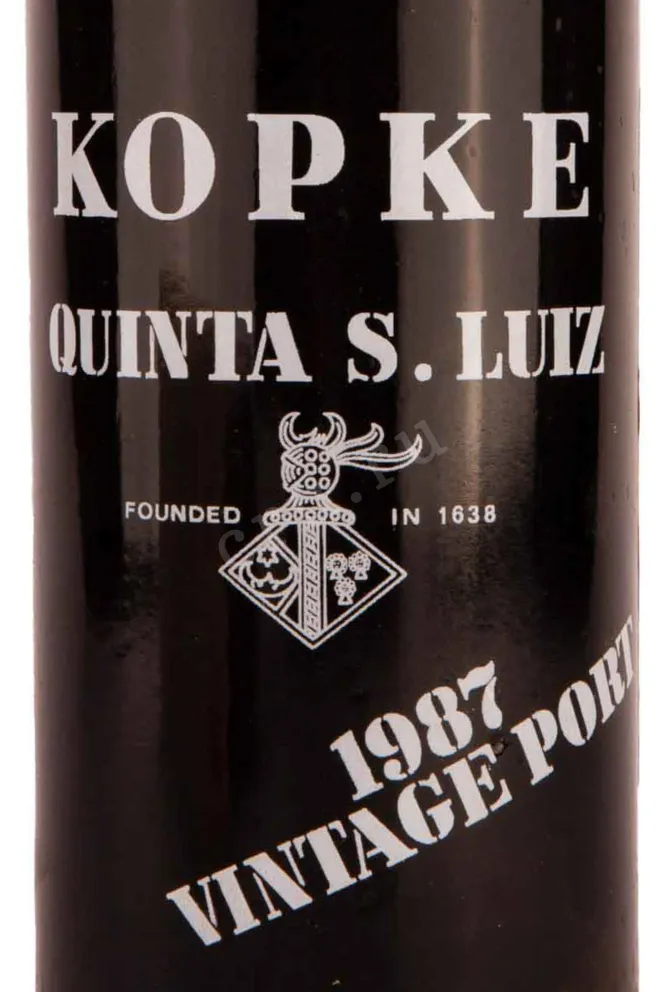 Этикетка Kopke Vintage Porto gift box 1987 0.75 л