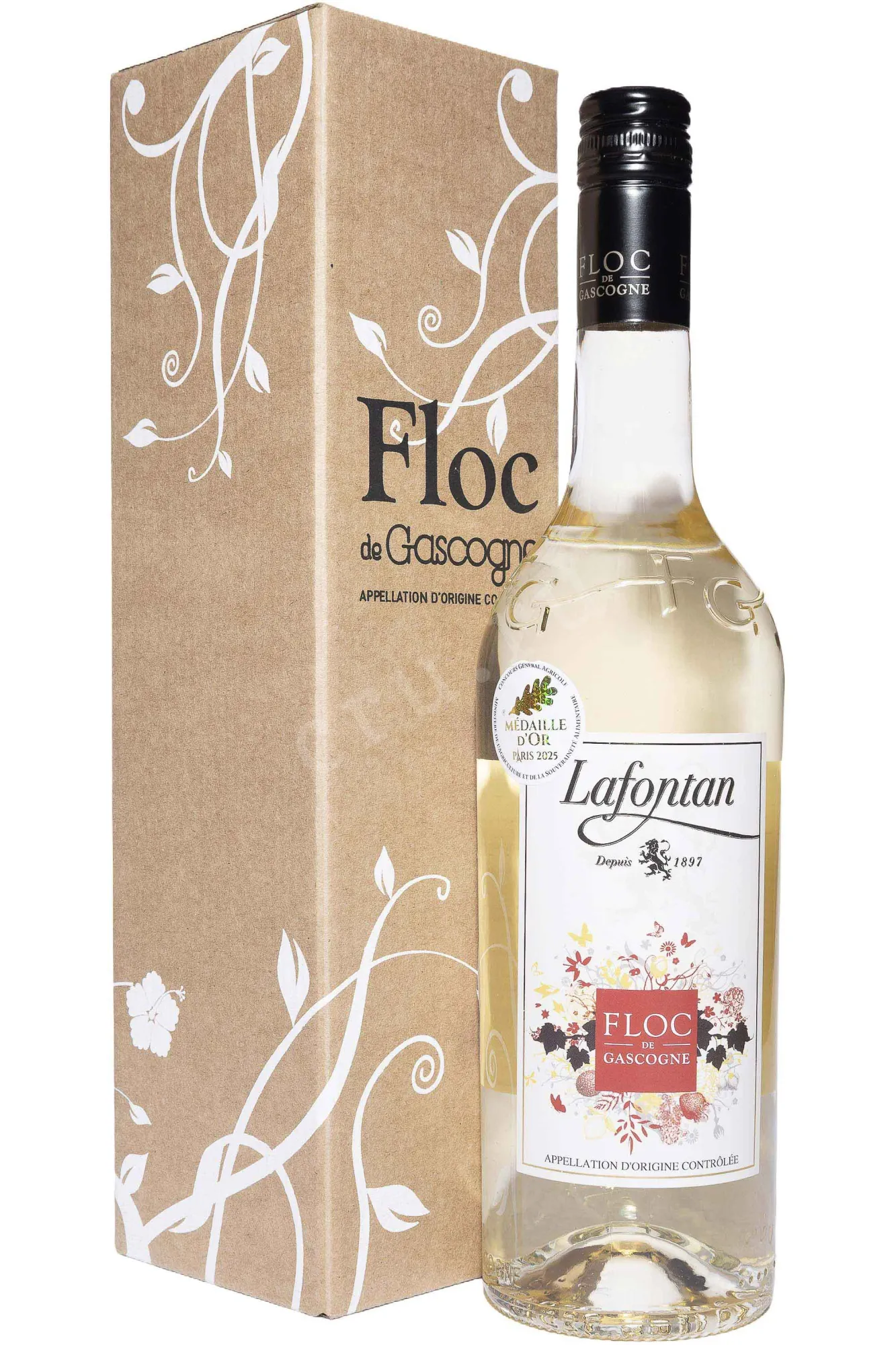 Фото — Флок де Гасконь Lafontan white in gift box 2023 0.75 л