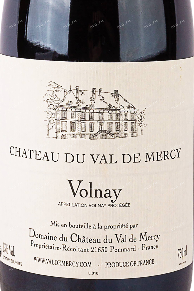 Этикетка Domaine Du Chateau Du Val De Mercy Volnay 2018 0.75 л