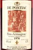 Этикетка Bas-Armagnac De Pontiac wooden box 1974 0.7 л