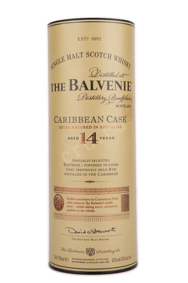 Виски Balvenie Caribbean Cask 14 years in tube  0.7 л