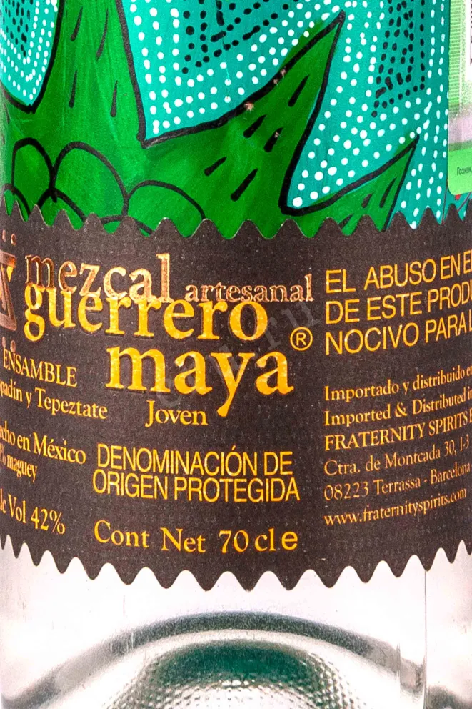 Этикетка Guerrero Maya Joven Joven Ensamble Espadin Tepeztate Limited Edition 0.7 л